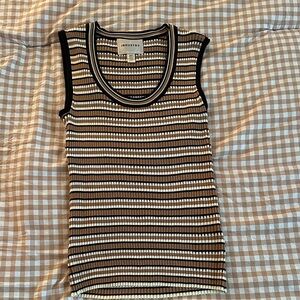 INDUSTRY Brown & Cream Striped Ribbed Tank